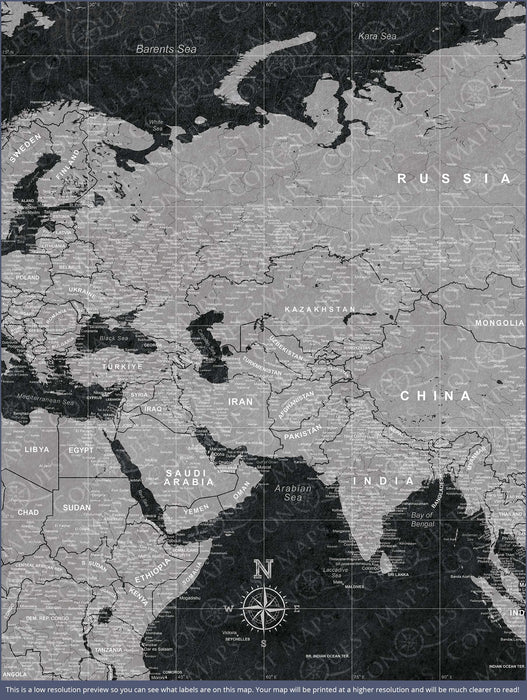 Asia Map Poster - Modern Slate CM Poster