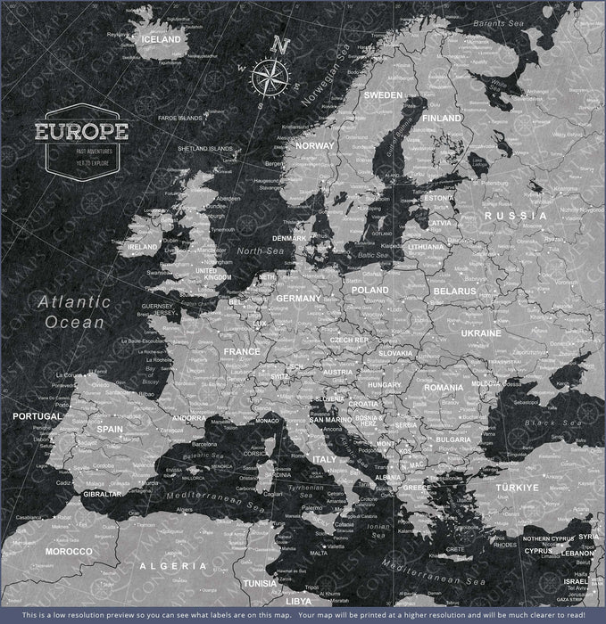 Europe Map Poster - Modern Slate CM Poster
