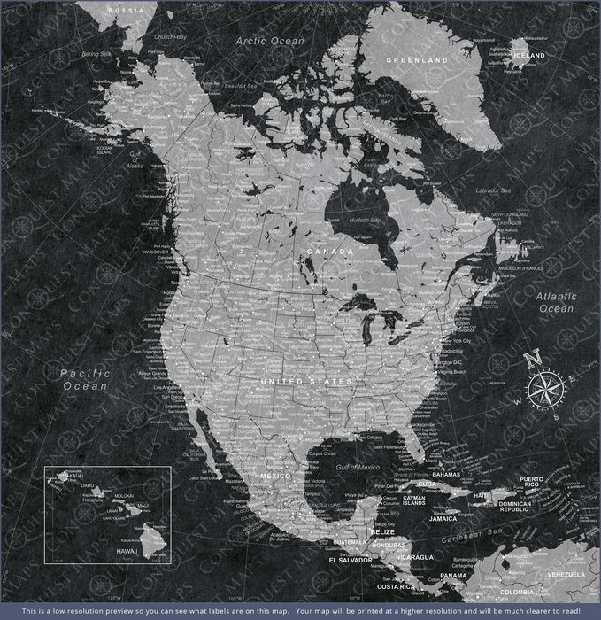 Push Pin North America Map (Pin Board) - Modern Slate