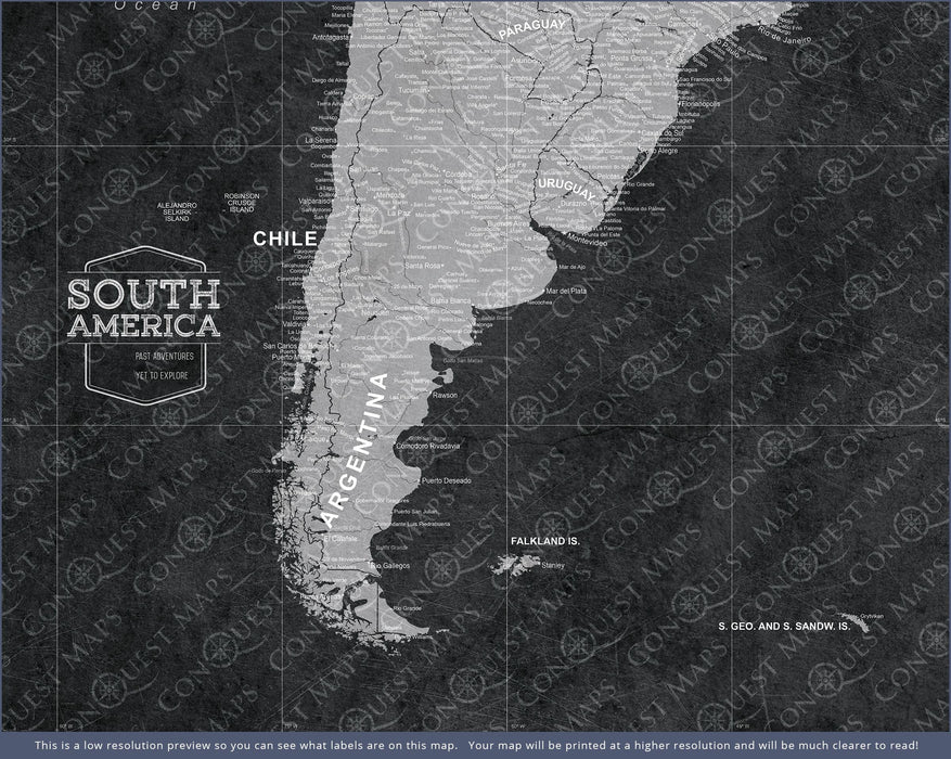 Push Pin South America Map (Pin Board) - Modern Slate CM Pin Board