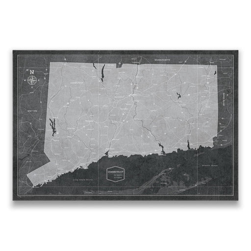 Push Pin Connecticut Map (Pin Board) - Modern Slate CM Pin Board