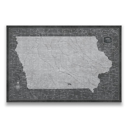 Push Pin Iowa Map (Pin Board) - Modern Slate CM Pin Board