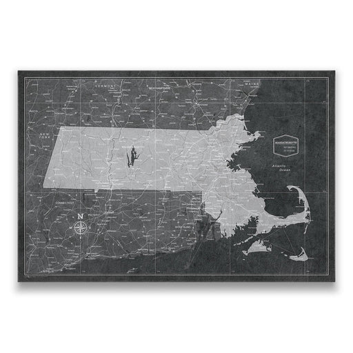 Massachusetts Map Poster - Modern Slate CM Poster