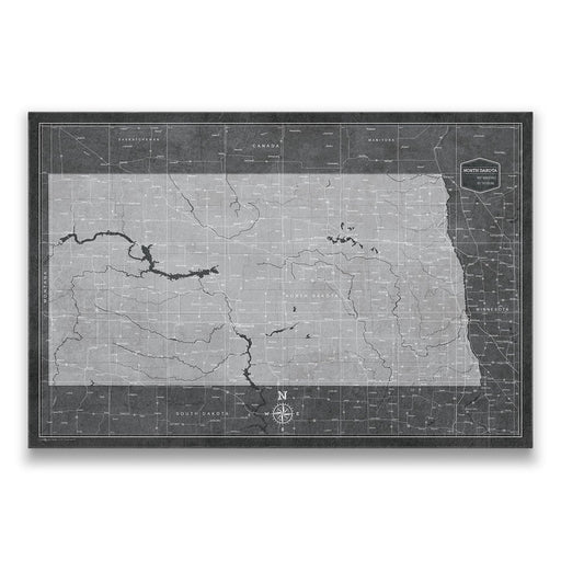 Push Pin North Dakota Map (Pin Board) - Modern Slate CM Pin Board