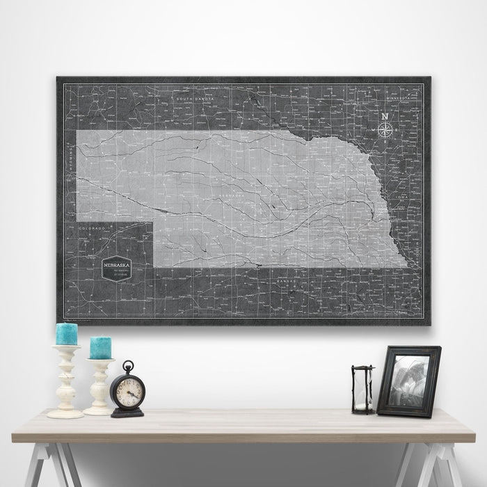 Nebraska Map Poster - Modern Slate CM Poster