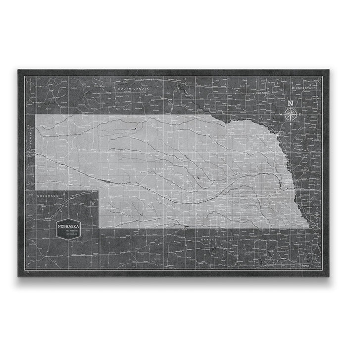 Nebraska Map Poster - Modern Slate CM Poster