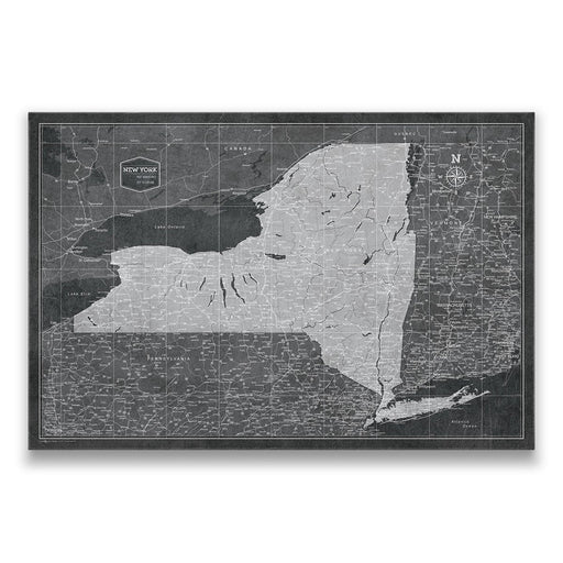 Push Pin New York Map (Pin Board) - Modern Slate CM Pin Board