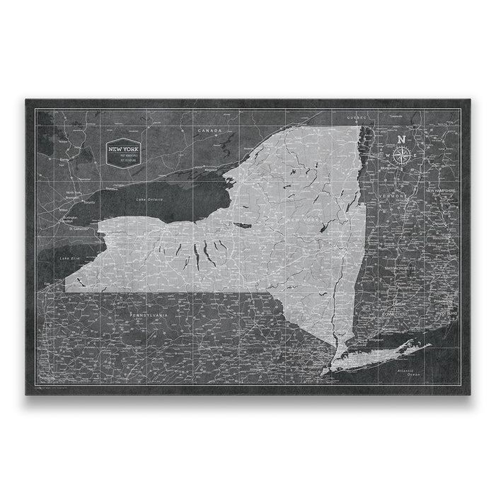 Push Pin New York Map (Pin Board) - Modern Slate CM Pin Board