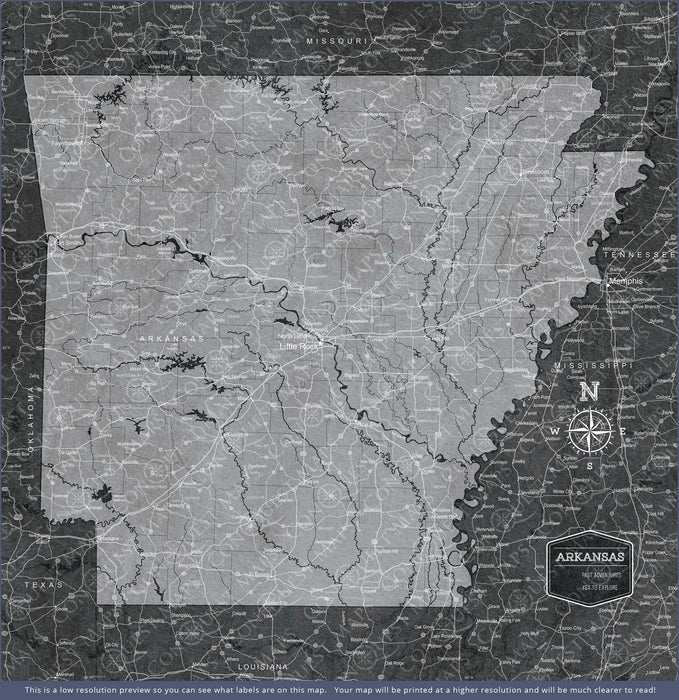 Push Pin Arkansas Map (Pin Board) - Modern Slate