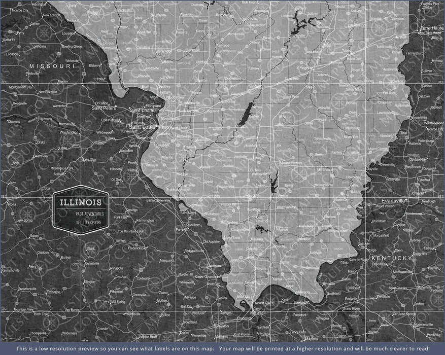 Illinois Map Poster - Modern Slate CM Poster