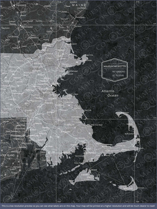 Massachusetts Map Poster - Modern Slate CM Poster