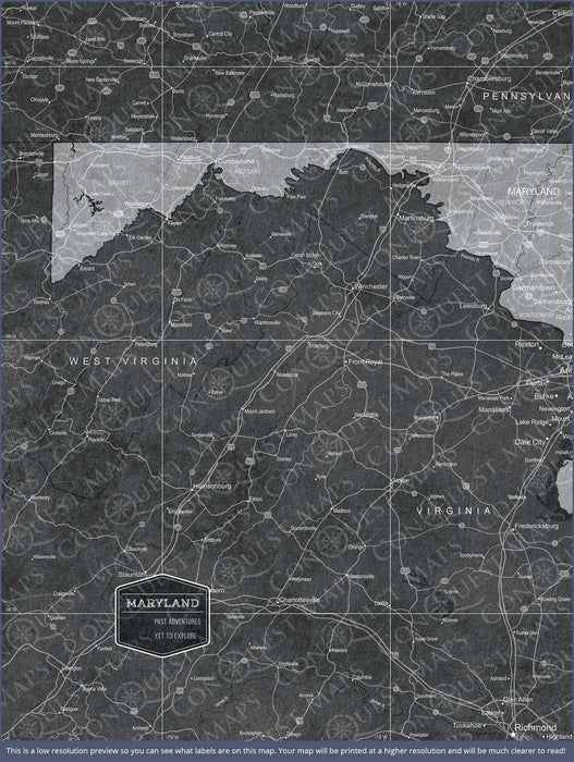 Maryland Map Poster - Modern Slate CM Poster