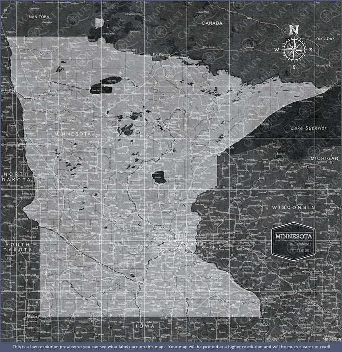 Minnesota Map Poster - Modern Slate CM Poster