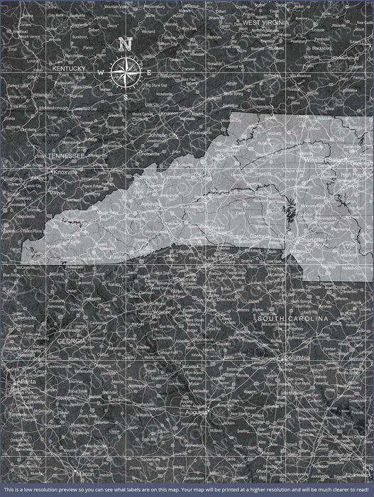 Push Pin North Carolina Map (Pin Board) - Modern Slate CM Pin Board
