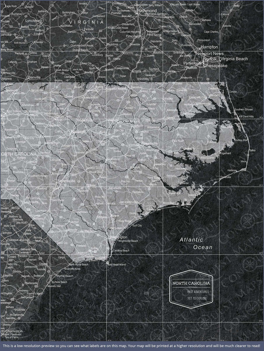 North Carolina Map Poster - Modern Slate CM Poster