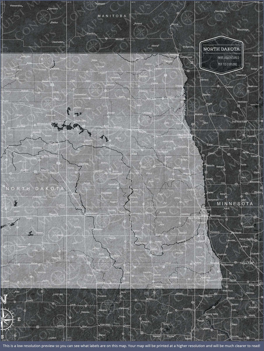 North Dakota Map Poster - Modern Slate CM Poster