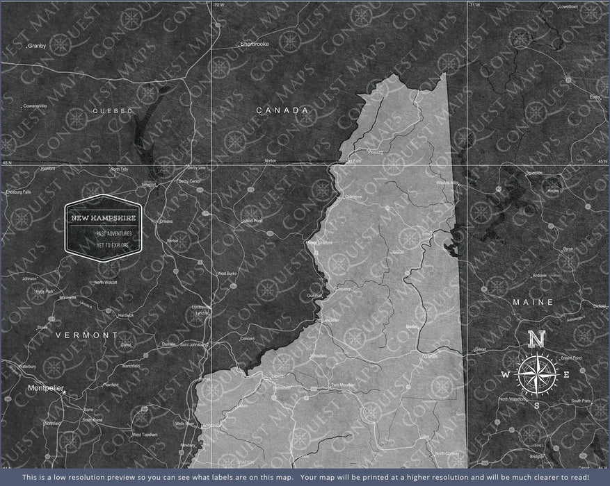 Push Pin New Hampshire Map (Pin Board) - Modern Slate CM Pin Board
