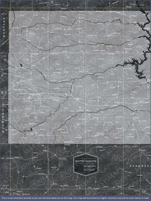 Push Pin South Dakota Map (Pin Board) - Modern Slate CM Pin Board