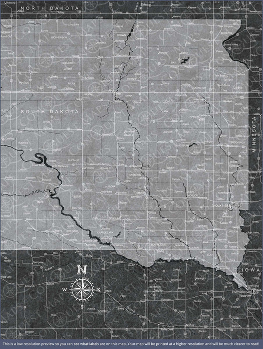 South Dakota Map Poster - Modern Slate CM Poster