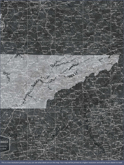 Tennessee Map Poster - Modern Slate CM Poster