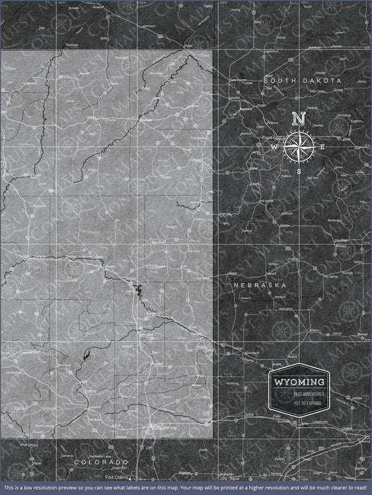 Push Pin Wyoming Map (Pin Board) - Modern Slate CM Pin Board