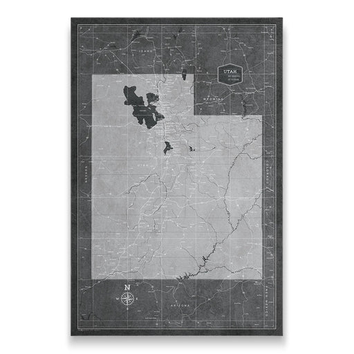 Push Pin Utah Map (Pin Board) - Modern Slate CM Pin Board