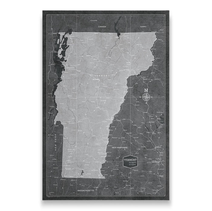 Push Pin Vermont Map (Pin Board) - Modern Slate CM Pin Board