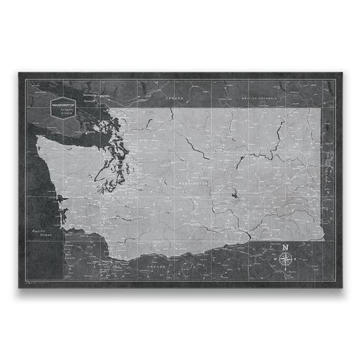 Push Pin Washington Map (Pin Board) - Modern Slate CM Pin Board