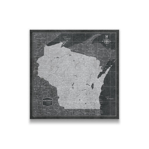 Push Pin Wisconsin Map (Pin Board) - Modern Slate CM Pin Board