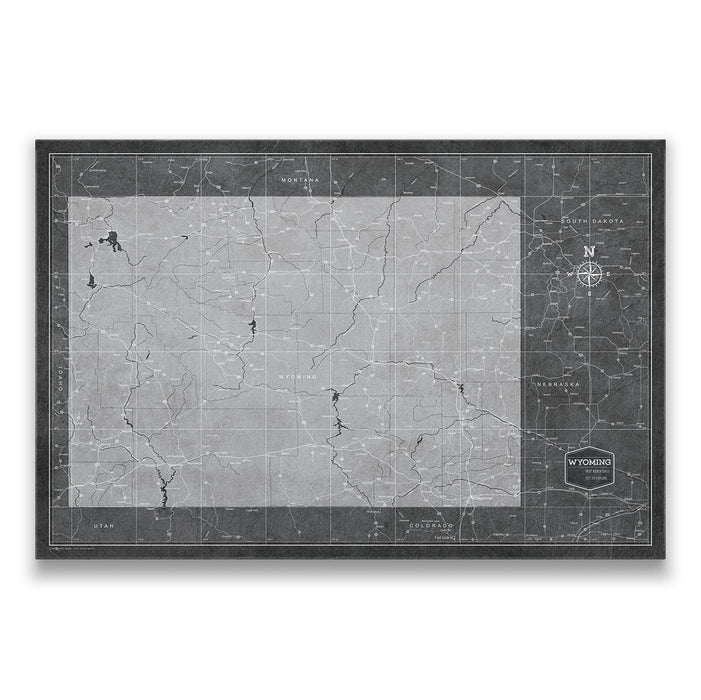 Push Pin Wyoming Map (Pin Board) - Modern Slate CM Pin Board
