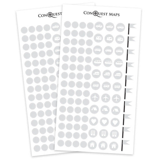 Map "Pin" Stickers - Light Gray Conquest Maps LLC