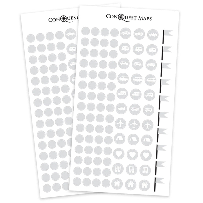 Map "Pin" Stickers - Light Gray Conquest Maps LLC