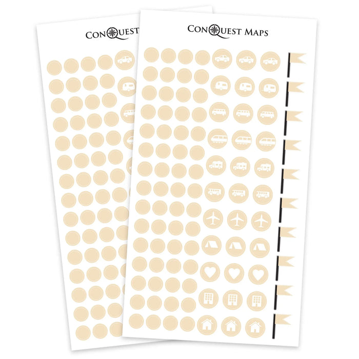 Map "Pin" Stickers - Natural Tan Conquest Maps LLC