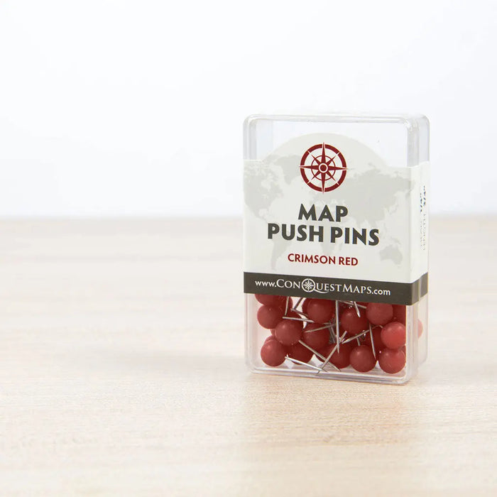 Realistic red push pins. Attach buttons on needles, pinned office thum By  WinWin_artlab