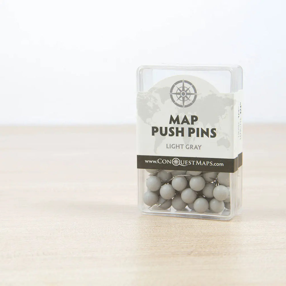 Map Pin Gray Map Push Pins: Light Gray - Matte Finish freeshipping - Conquest Maps LLC