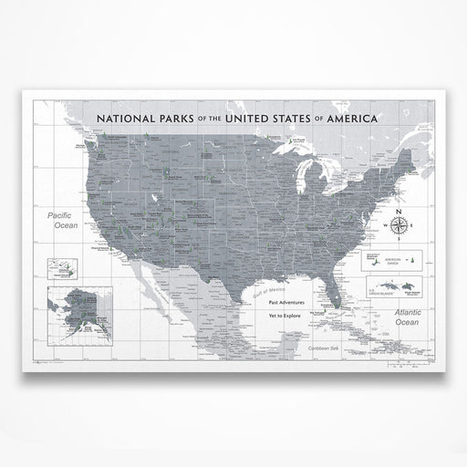 Push Pin National Parks Map (Pin Board) - Dark Gray Color Splash CM Pin Board