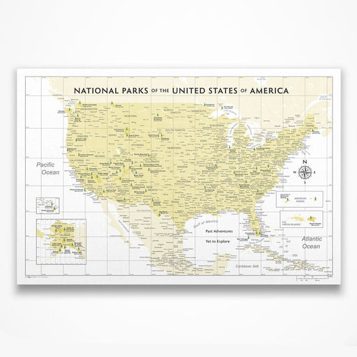 Push Pin National Parks Map (Pin Board) - Yellow Color Splash CM Pin Board
