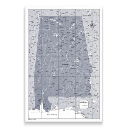 Alabama Map Poster - Dark Gray Color Splash CM Poster