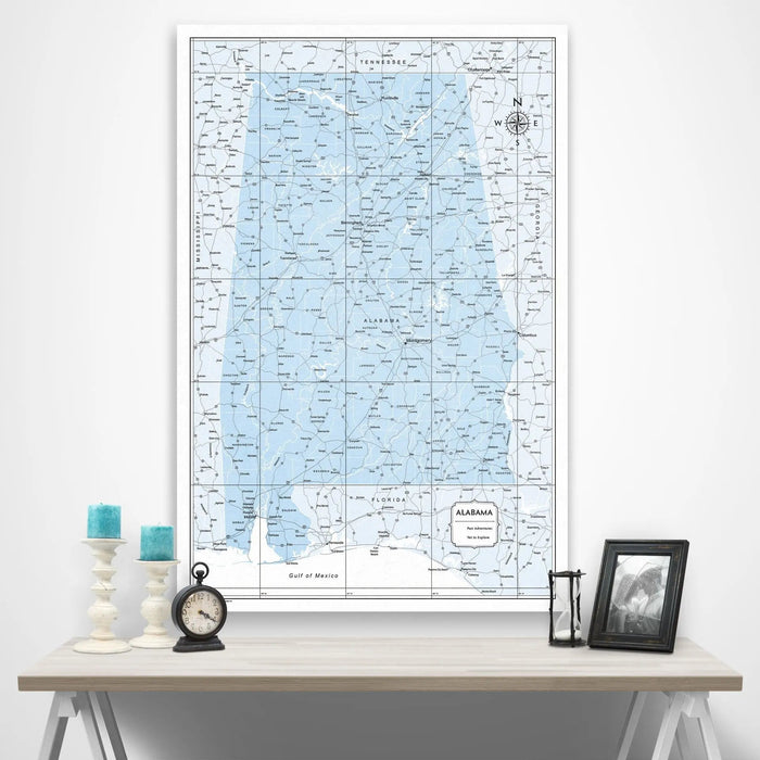 Alabama Map Poster - Light Blue Color Splash CM Poster