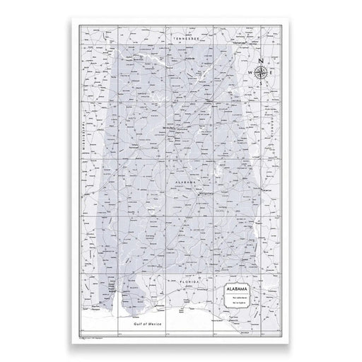 Push Pin Alabama Map (Pin Board) - Light Gray Color Splash CM Pin Board