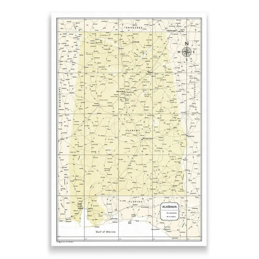 Alabama Map Poster - Yellow Color Splash