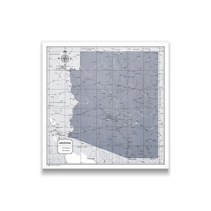 Push Pin Arizona Map (Pin Board/Poster) - Dark Gray Color Splash CM Pin Board
