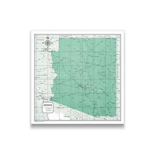 Push Pin Arizona Map (Pin Board/Poster) - Green Color Splash CM Pin Board