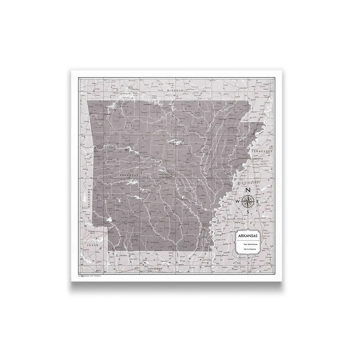 Push Pin Arkansas Map (Pin Board/Poster) - Dark Brown Color Splash CM Pin Board