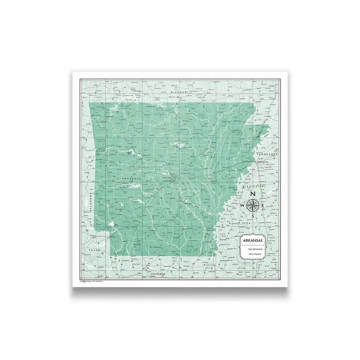 Arkansas Map Poster - Green Color Splash CM Poster