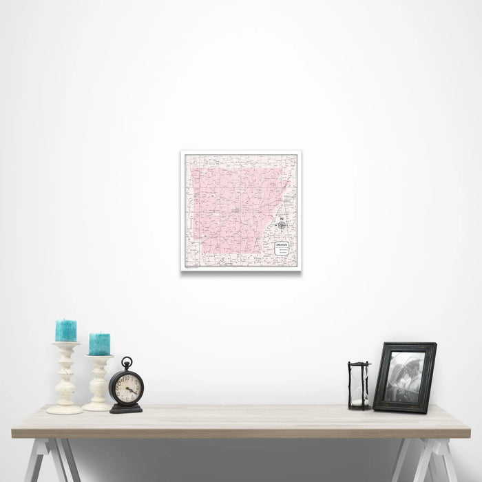 Arkansas Map Poster - Pink Color Splash CM Poster