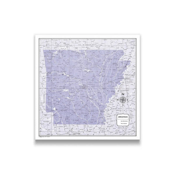 Arkansas Map Poster - Purple Color Splash CM Poster