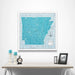 Arkansas Map Poster - Teal Color Splash CM Poster