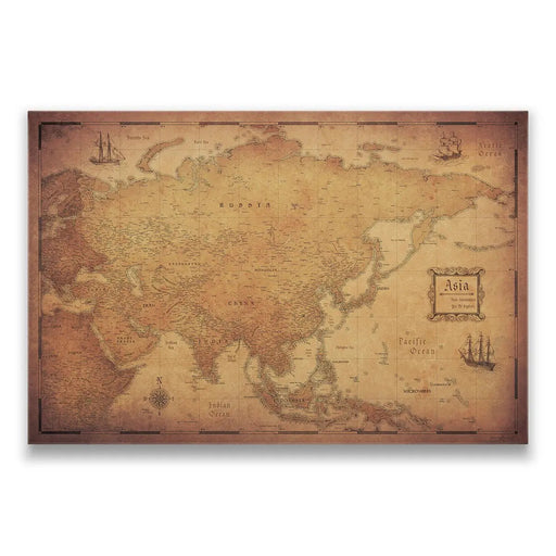 Asia Map Poster - Golden Aged