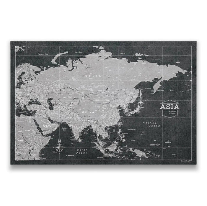 Push Pin Asia Map (Pin Board) - Modern Slate CM Pin Board